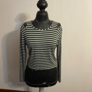 LIVI by Olivia Rae Green/White stripe top, size Large